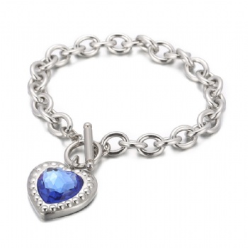 Crystal glass heart bracelet stainless steel bracelet jewelry