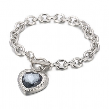 Crystal glass heart bracelet stainless steel bracelet jewelry