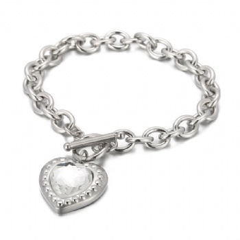 Crystal glass heart bracelet stainless steel bracelet jewelry