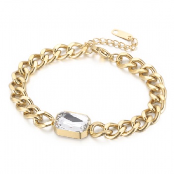 stainless steel cuban chain bracelet 18k gold plated jewelry