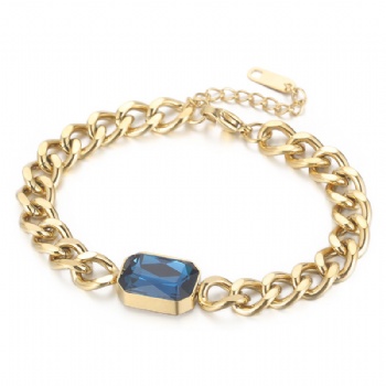 stainless steel cuban chain bracelet 18k gold plated jewelry