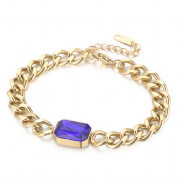 stainless steel cuban chain bracelet 18k gold plated jewelry