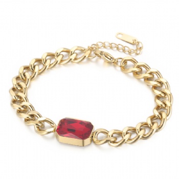 stainless steel cuban chain bracelet 18k gold plated jewelry