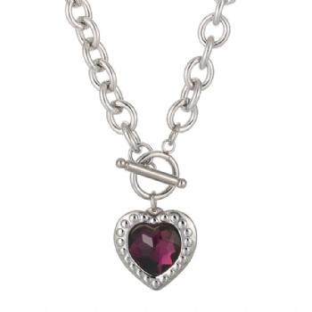 Stainless steel crystal glass heart pendant necklace jewelry