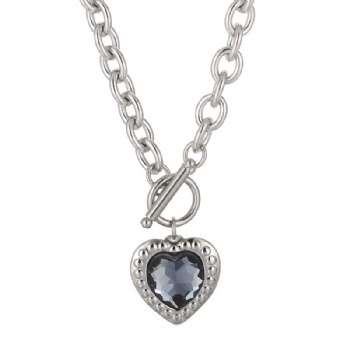 Stainless steel crystal glass heart pendant necklace jewelry