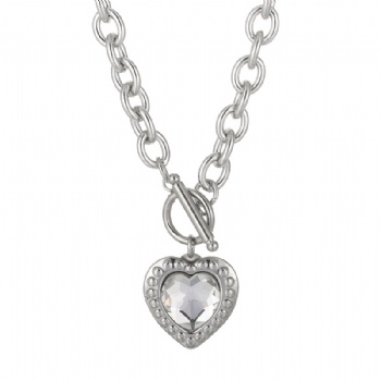 Stainless steel crystal glass heart pendant necklace jewelry