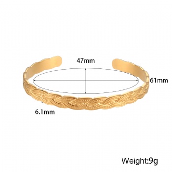 Stainless steel open twist women weaving bracelet china wholesale gold plated jewelry