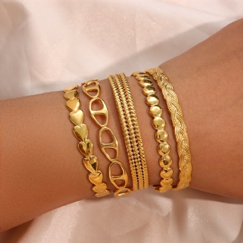 Stainless steel open twist women weaving bracelet china wholesale gold plated jewelry