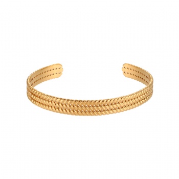 Stainless steel open twist women weaving bracelet china wholesale gold plated jewelry