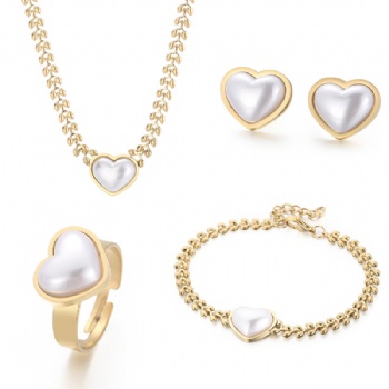 Stainless steel gold plated jewelry set shell jewelry set