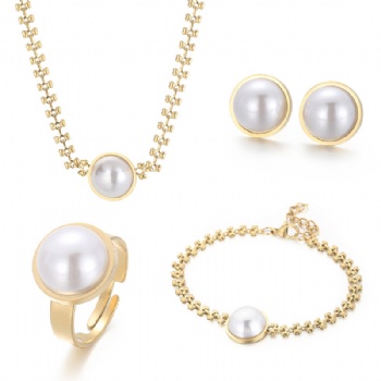 Stainless steel gold plated jewelry set shell jewelry set