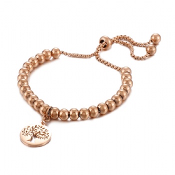 Stainless steel bead bracelet gold plated jewelry tag bracelet