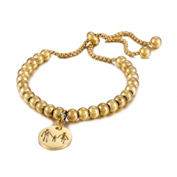 Stainless steel bead bracelet gold plated jewelry tag bracelet