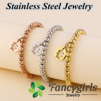 Stainless steel bead bracelet gold plated jewelry tag bracelet