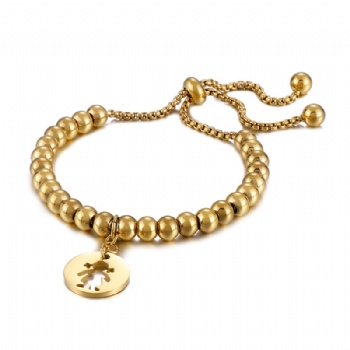 Stainless steel bead bracelet gold plated jewelry tag bracelet