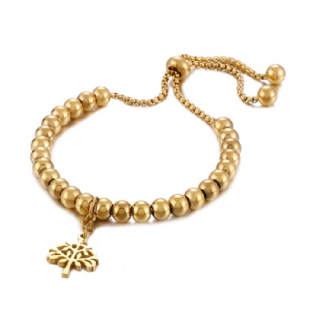 Stainless steel bead bracelet gold plated jewelry pendant bracelet