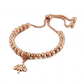 Stainless steel bead bracelet gold plated jewelry pendant bracelet