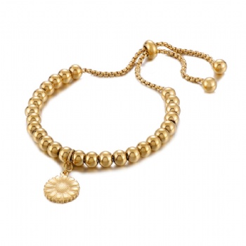 Stainless steel bead bracelet gold plated jewelry pendant bracelet