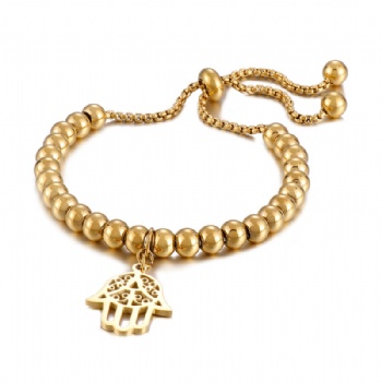 Stainless steel bead bracelet gold plated jewelry pendant bracelet