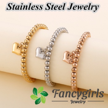 Stainless steel bead bracelet gold plated jewelry pendant bracelet