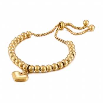 Stainless steel bead bracelet gold plated jewelry pendant bracelet