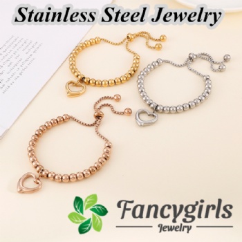 Stainless steel bead bracelet gold plated jewelry pendant bracelet