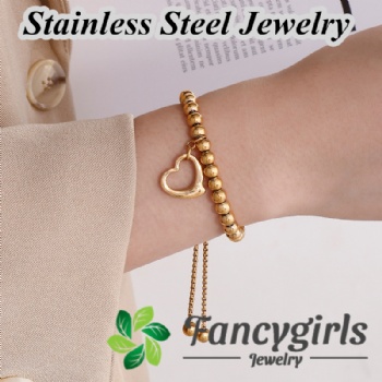 Stainless steel bead bracelet gold plated jewelry pendant bracelet