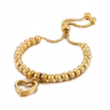 Stainless steel bead bracelet gold plated jewelry pendant bracelet