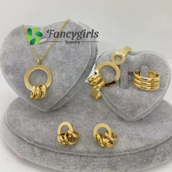 Stainless steel gold plated jewelry set Conjunto de joyas chapado en oro de acero inoxidable