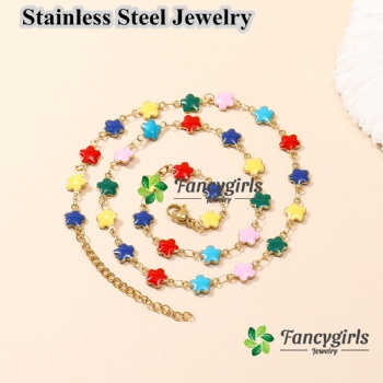 Stainless steel oil enamel colored necklace for women