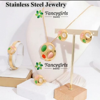 Stainless steel gold plated non tarnish jewelry set opal jewelry set for women