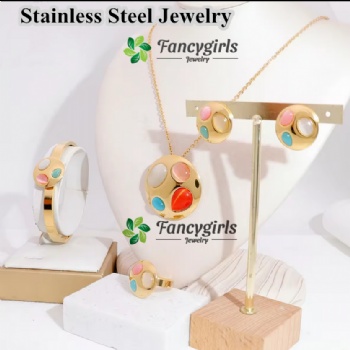 Stainless steel gold plated non tarnish jewelry set opal jewelry set for women