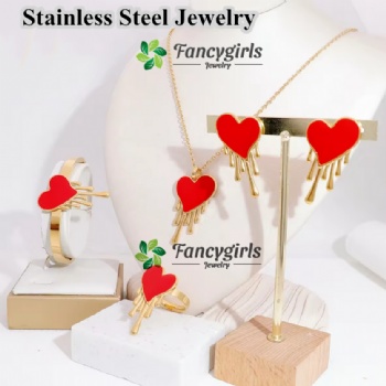 Stainless steel gold plated non tarnish jewelry set colorful enamel jewelry set for women