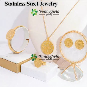 Stainless steel gold plated non tarnish jewelry set tree of life jewelry set