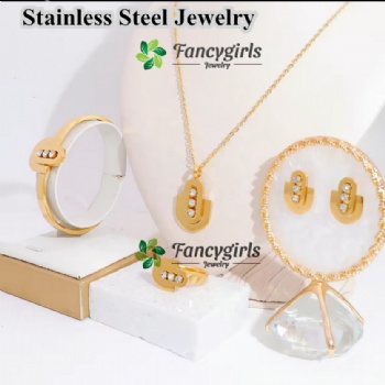 Stainless steel gold plated non tarnish jewelry set