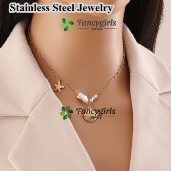 Stainless steel shell starfish pendant necklace sea series necklace for summer