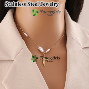 Stainless steel fishtail pendant shell necklace sea series necklace for summer