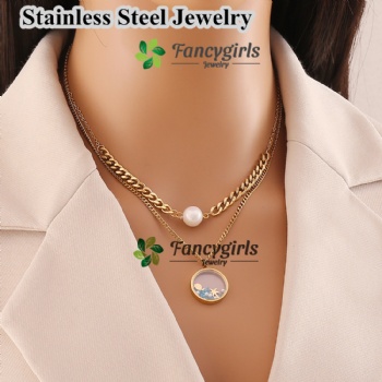 Stainless steel starfish pendant double layers necklace sea series necklace for summer