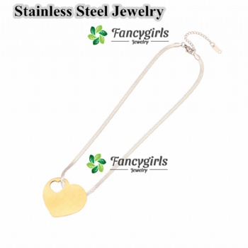 Stainless steel heart pendant necklace gold plated necklace jewelry