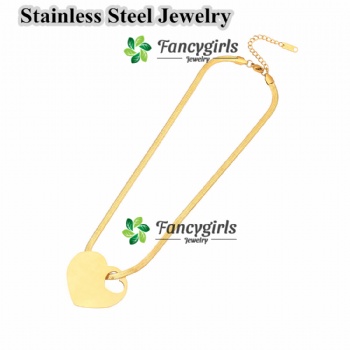 Stainless steel heart pendant necklace gold plated necklace jewelry